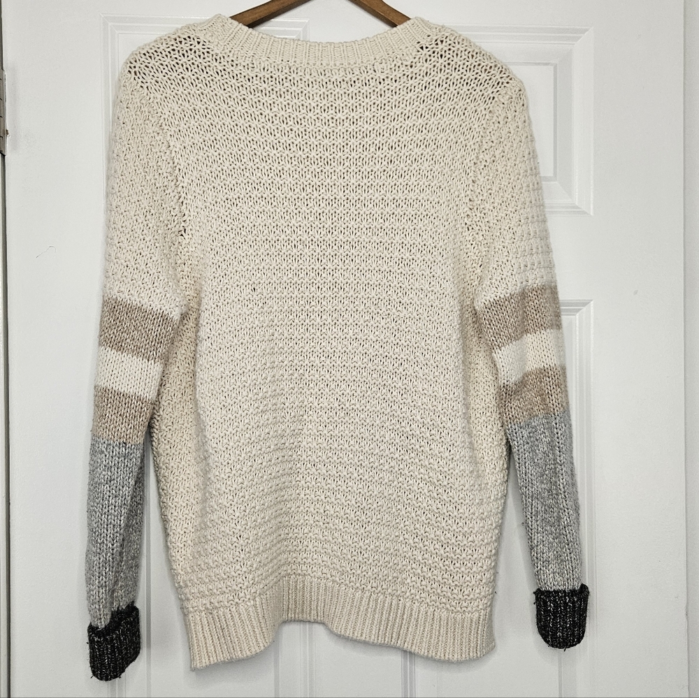 Victoria's Secret Slouchy Cableknit Chunky Colorblock Cream Sweater XS/S - Picture 6 of 6